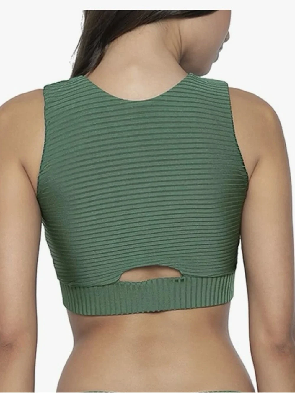 PQ Swim Emerald Keyhole Crop Top High Neck Bikini Top New